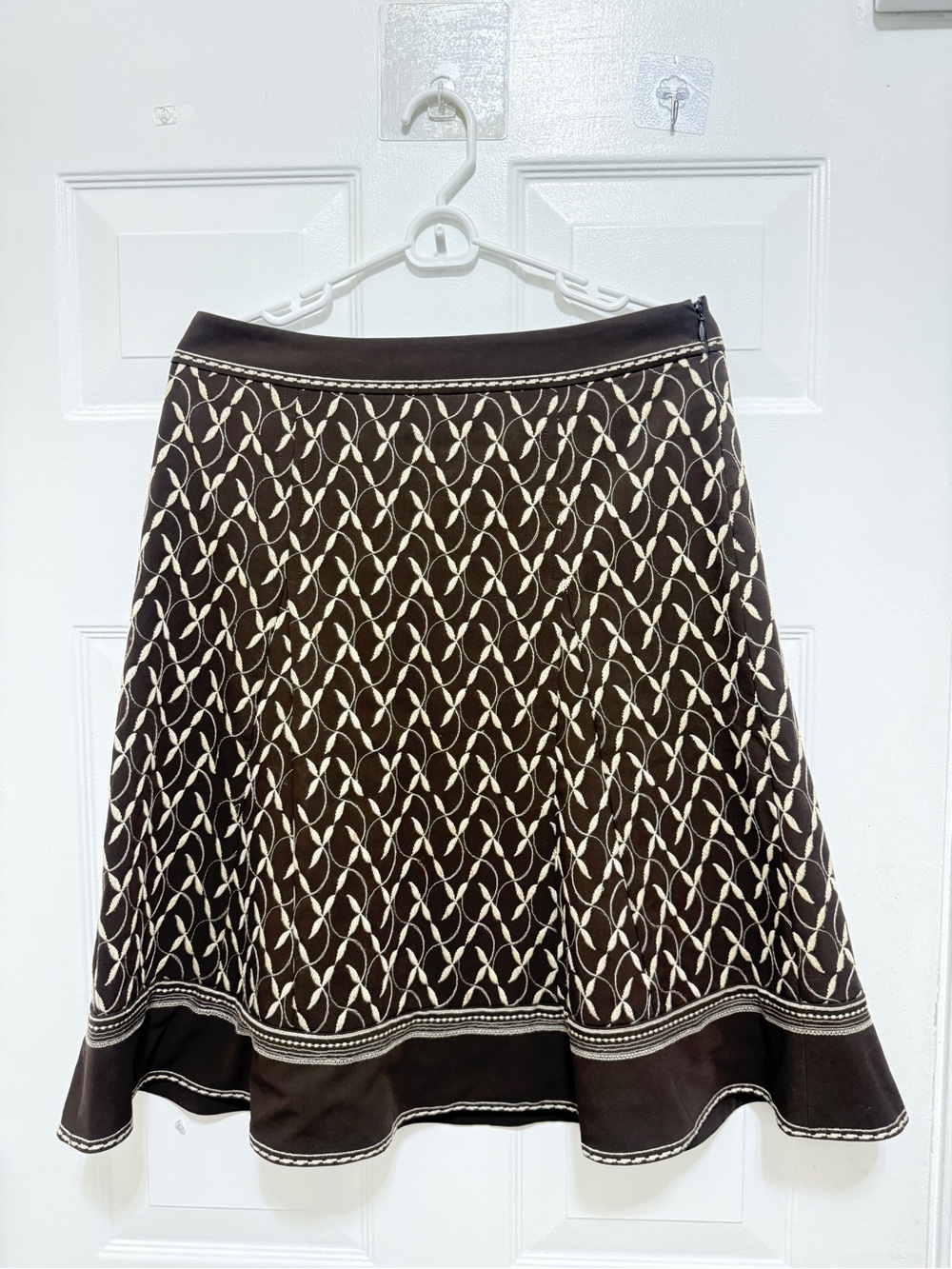 Ann Taylor Brown and Cream A-Line Skirt